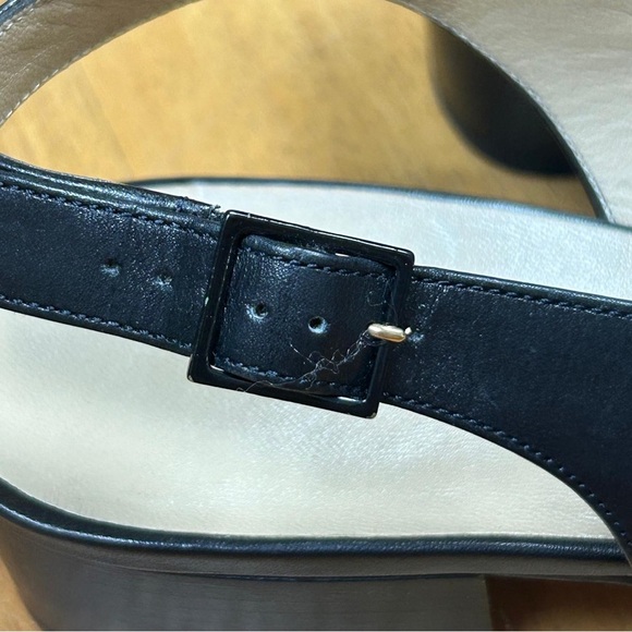 Salvatore Ferragamo Women’s Black and Gold Peep-Toe Heels - Picture 5 of 11